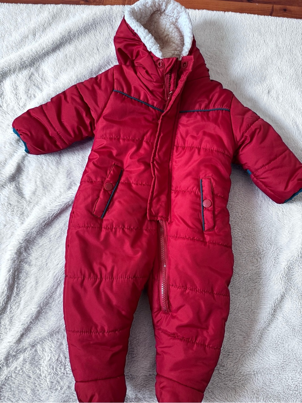 Ben Sherman Red Padded Kids One-Piece Snowsuit